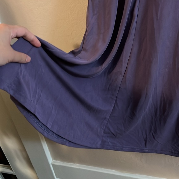 Alya Purple Ruched Front Short Sleeve Panel Swing Dress M - Picture 5 of 11